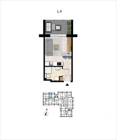 rzut mieszkanie na sprzedaż 22m2 mieszkanie Grzybowo, Nadmorska 98 -106