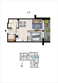 rzut mieszkanie na sprzedaż 39m2 mieszkanie Grzybowo, Nadmorska 98 -106