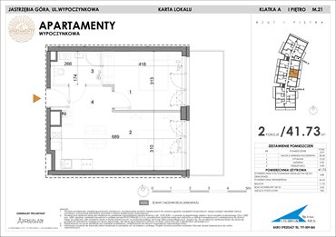 rzut mieszkanie na sprzedaż 42m2 mieszkanie Jastrzębia Góra, Wypoczynkowa