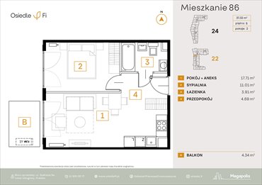 rzut mieszkanie na sprzedaż 37m2 mieszkanie Kraków, Rzemieślnicza 22-24