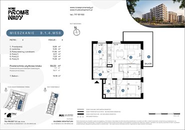 rzut mieszkanie na sprzedaż 58m2 mieszkanie Wrocław, Kleczków, ul. Czochralskiego/ Miłosza