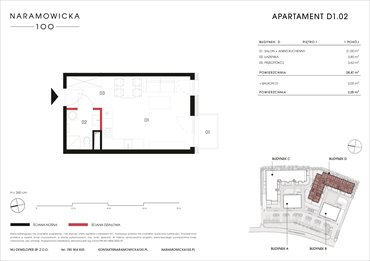 rzut mieszkanie na sprzedaż 28m2 mieszkanie Poznań, Winogrady, Naramowicka 100