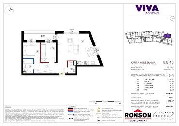 rzut mieszkanie na sprzedaż 63m2 mieszkanie Wrocław, Krzyki, ul. Kajdasza