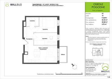 rzut mieszkanie na sprzedaż 51m2 mieszkanie Puck, Pogodna