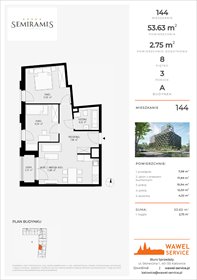 rzut mieszkanie na sprzedaż 54m2 mieszkanie Katowice, Bogucice - Dąbrówka Mała, Wiertnicza 32