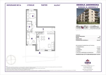 rzut mieszkanie na sprzedaż 65m2 mieszkanie Warszawa, Targówek, Janowiecka 27