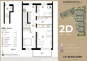 rzut mieszkanie na sprzedaż 73m2 mieszkanie Łódź, Jana Kasprowicza 4