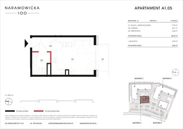 rzut mieszkanie na sprzedaż 25m2 mieszkanie Poznań, Winogrady, Naramowicka 100