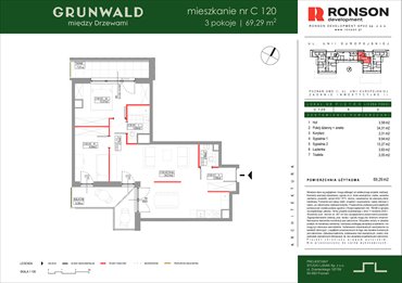 rzut mieszkanie na sprzedaż 69m2 mieszkanie Poznań, Grunwald, Kamiennogórska 7
