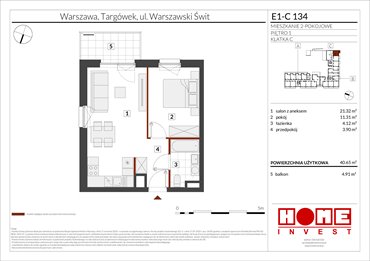 rzut mieszkanie na sprzedaż 41m2 mieszkanie Warszawa, Targówek, ul. Warszawski Świt