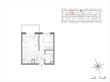 rzut mieszkanie na sprzedaż 34m2 mieszkanie Kraków, Mistrzejowice, os.Piastów 75