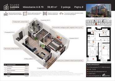 rzut mieszkanie na sprzedaż 40m2 mieszkanie Szczecin, Centrum, al. Wyzwolenia 70 / ul. Staszica 21