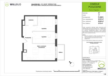 rzut mieszkanie na sprzedaż 51m2 mieszkanie Puck, Pogodna
