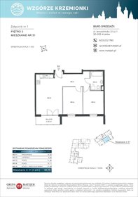 rzut mieszkanie na sprzedaż 61m2 mieszkanie Kraków, Podgórze, Jerozolimska 4