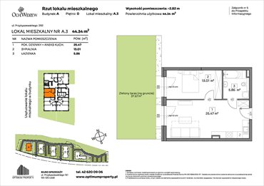 rzut mieszkanie na sprzedaż 44m2 mieszkanie Łódź, Widzew, Przybyszewskiego 292-300