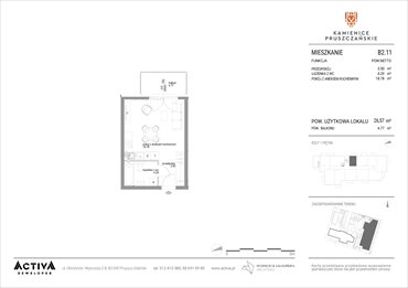 rzut mieszkanie na sprzedaż 27m2 mieszkanie Pruszcz Gdański, ul. Grunwaldzka 71B, 71C