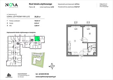 rzut lokal użytkowy na sprzedaż 31m2 lokal użytkowy Łódź, Śródmieście, ul. Telefoniczna 19