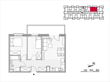 rzut mieszkanie na sprzedaż 49m2 mieszkanie Kraków, Mistrzejowice, Os. Piastów 77