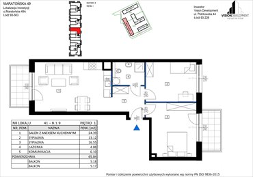 rzut mieszkanie na sprzedaż 65m2 mieszkanie Łódź, Retkinia, Maratońska 49C