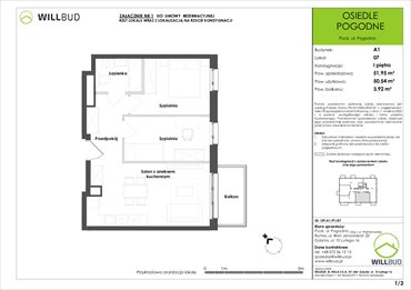 rzut mieszkanie na sprzedaż 51m2 mieszkanie Puck, Pogodna