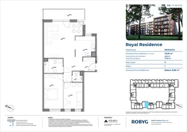 rzut mieszkanie na sprzedaż 76m2 mieszkanie Warszawa, Wilanów, Sarmacka