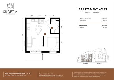 rzut mieszkanie na sprzedaż 33m2 mieszkanie Jelenia Góra, POZNAŃSKA 4