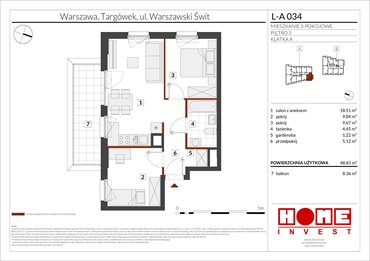 rzut mieszkanie na sprzedaż 49m2 mieszkanie Warszawa, Targówek, ul. Warszawski Świt