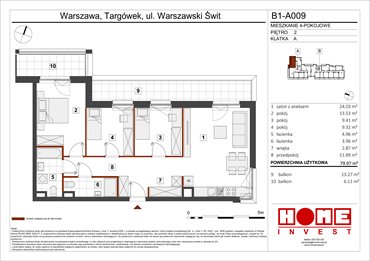rzut mieszkanie na sprzedaż 80m2 mieszkanie Warszawa, Targówek, ul. Warszawski Świt 12