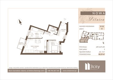 rzut mieszkanie na sprzedaż 60m2 mieszkanie Gdańsk, Jasień, Pólnicy 4