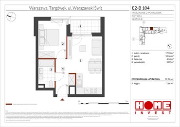 rzut mieszkanie na sprzedaż 38m2 mieszkanie Warszawa, Targówek, ul. Warszawski Świt