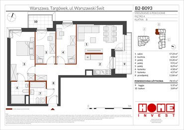 rzut mieszkanie na sprzedaż 78m2 mieszkanie Warszawa, Targówek, ul. Warszawski Świt 12