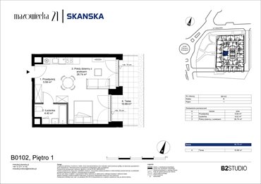 rzut mieszkanie na sprzedaż 37m2 mieszkanie Kraków, Krowodrza, ul. Mazowiecka 21
