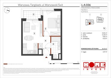 rzut mieszkanie na sprzedaż 36m2 mieszkanie Warszawa, Targówek, ul. Warszawski Świt