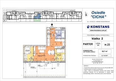 rzut mieszkanie na sprzedaż 53m2 mieszkanie Mińsk Mazowiecki, Cicha 12