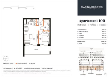 rzut mieszkanie na sprzedaż 44m2 mieszkanie Rogowo, Rogowo 65