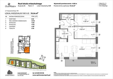 rzut mieszkanie na sprzedaż 70m2 mieszkanie Łódź, Widzew, Przybyszewskiego 292-300