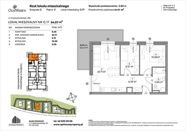 rzut mieszkanie na sprzedaż 54m2 mieszkanie Łódź, Widzew, Przybyszewskiego 292-300