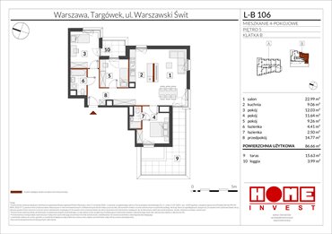 rzut mieszkanie na sprzedaż 87m2 mieszkanie Warszawa, Targówek, ul. Warszawski Świt