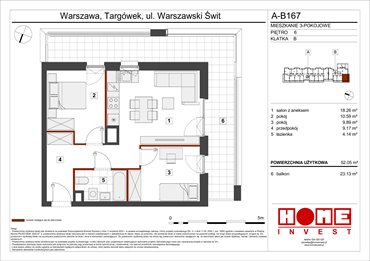 rzut mieszkanie na sprzedaż 52m2 mieszkanie Warszawa, Targówek, ul. Warszawski Świt 12