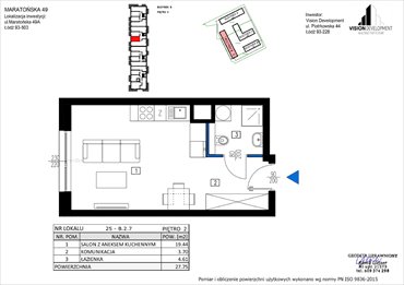 rzut mieszkanie na sprzedaż 28m2 mieszkanie Łódź, Retkinia, Maratońska 49C