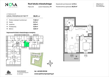 rzut mieszkanie na sprzedaż 36m2 mieszkanie Łódź, Śródmieście, ul. Telefoniczna 19