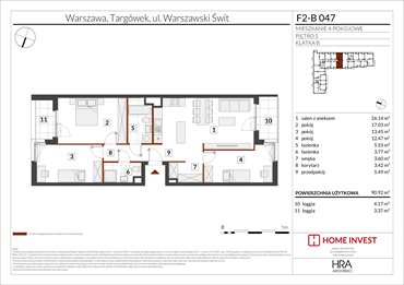 rzut mieszkanie na sprzedaż 91m2 mieszkanie Warszawa, ul. Warszawski Świt