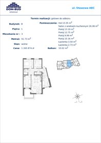 rzut mieszkanie na sprzedaż 92m2 mieszkanie Kraków, Bronowice Wielkie, Stawowa