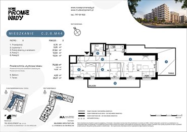 rzut mieszkanie na sprzedaż 76m2 mieszkanie Wrocław, Kleczków, ul. Czochralskiego/ Miłosza