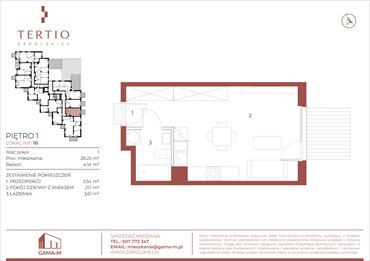 rzut mieszkanie na sprzedaż 28m2 mieszkanie Kraków, Bronowice, Gabrieli Zapolskiej 21