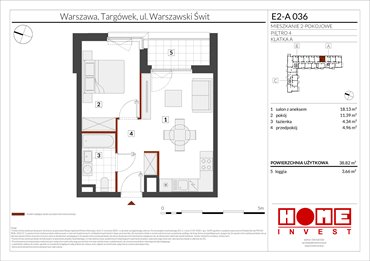 rzut mieszkanie na sprzedaż 39m2 mieszkanie Warszawa, Targówek, ul. Warszawski Świt