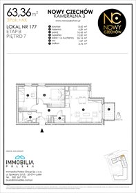 rzut mieszkanie na sprzedaż 63m2 mieszkanie Lublin, CZECHÓW, Kameralna 3