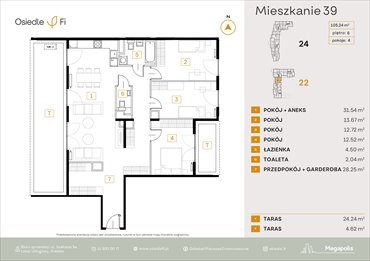 rzut mieszkanie na sprzedaż 105m2 mieszkanie Kraków, Rzemieślnicza 22-24