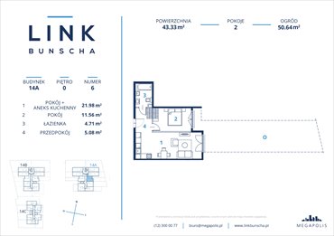 rzut mieszkanie na sprzedaż 43m2 mieszkanie Kraków, Bunscha 14a