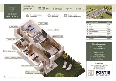 rzut mieszkanie na sprzedaż 53m2 mieszkanie Lesznowola, Czesława Miłosza 5
